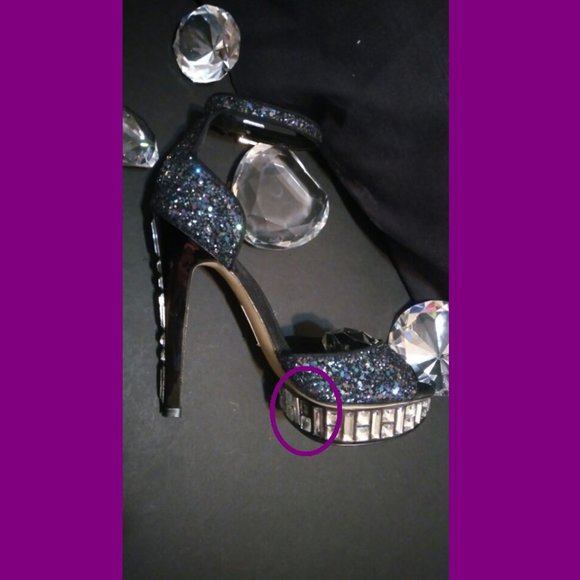 BOUTIQUE 9 sz 6.5 PURPLE BLUE COSMIC GLITTER HEELS RHINESTONE JEWEL GEMS - Picture 10 of 15